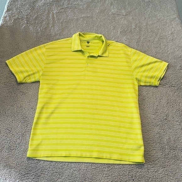 Nike Golf Polo Shirt Men's XL Dry Fit Green White Striped Short Sleeve SoftClean - Picture 1 of 7